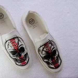 Philipp Plein Shoes Philipp Plein Slip On Airbrush Skull